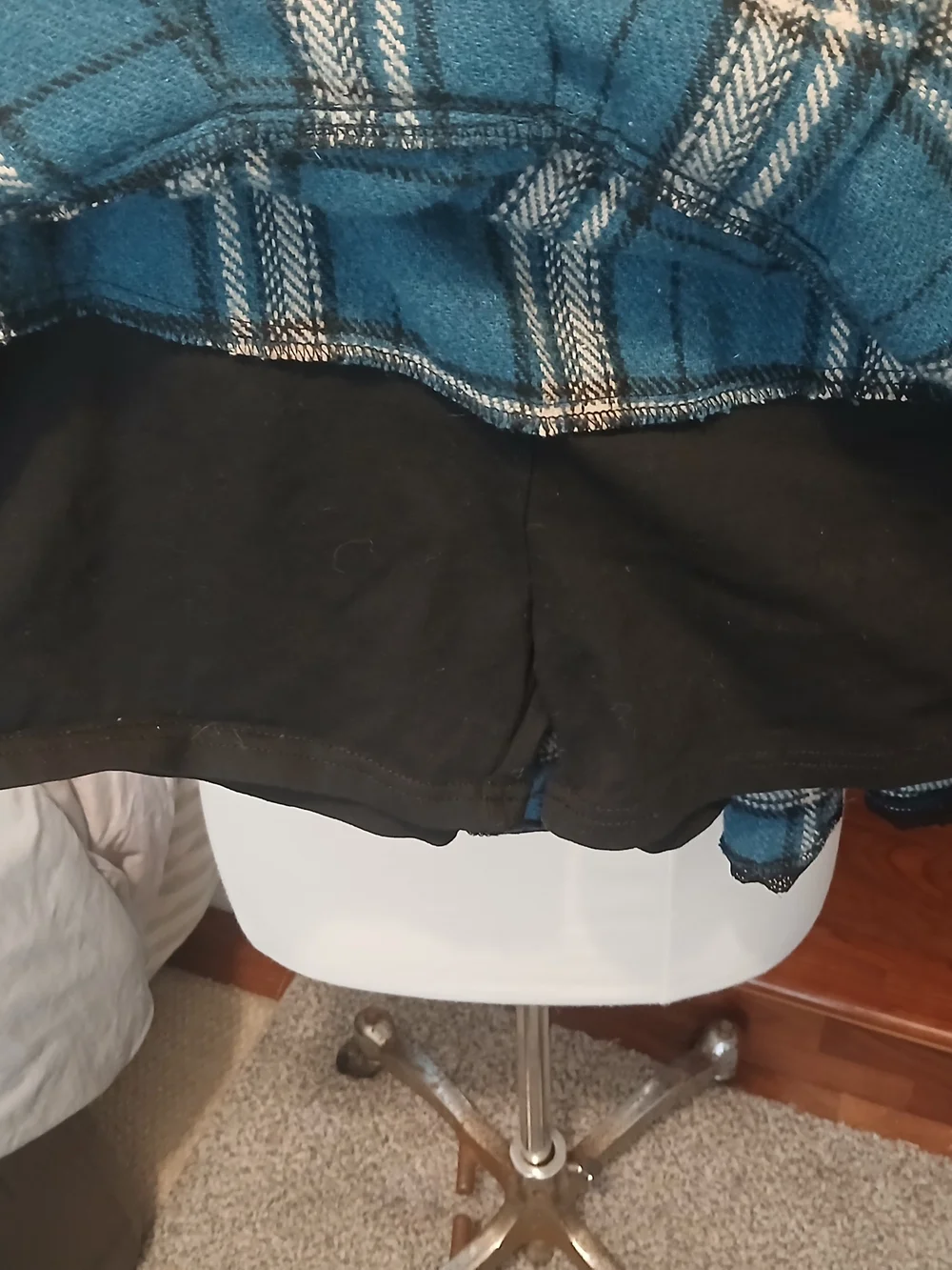 Plaid Blue Pleated Mini Skirt with Button Waist